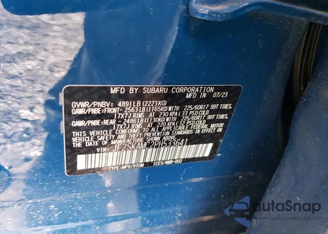 2023 Subaru Forester Wilderness z USA, uszkodzony, nr VIN JF2SKAMC2PH533641